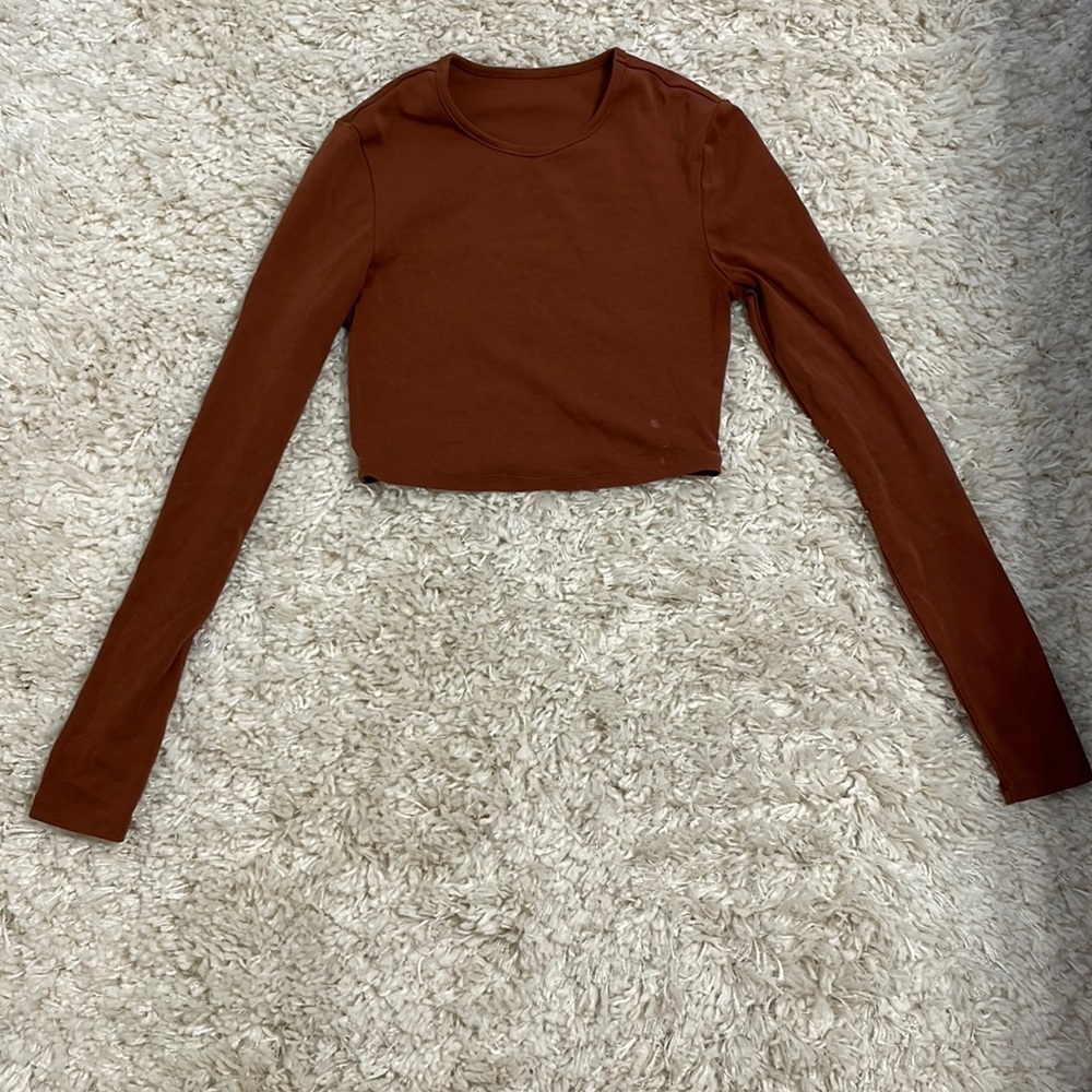 Women’s brown long sleeve crop top shirt